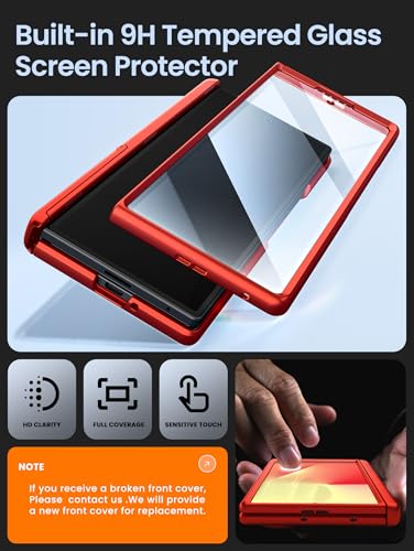 i-Blason for Samsung Galaxy Z Fold 7 Case MagSafe with Stand [9H+ Tempered Glass Screen Protector] [Hinge Protection] Wireless Charging Full-Body Protective Kickstand Case for Z Fold 7 (Red) - color: Red