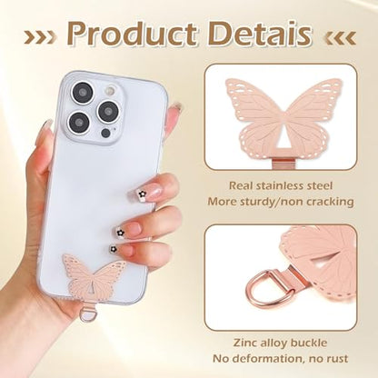 5 PCS Metal Phone Tether Tab, Butterfly Cell Phone Tether Tab