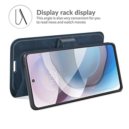 Flip Case for Motorola One 5G UW Ace Wallet Leather Magnetic Protective Cellphone Case for Moto One 5G Ace 2021 / Moto G 5G Folio Book Cover & Stand (Blue) - color: Blue