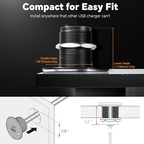 Aluminum RV USB Outlet, Dual Port High-Speed 12V Charger Socket - color: Big Version*2