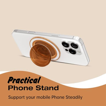 Svanove Magnetic Phone Grip Compatible with Magsafe, Mag Safe Translucent Clear Grip Collapsible Kickstand for iPhone Samsung Pixel, Cute Transparent Silicone Removable Phone Stand Holder, Brown - color: Brown, style: Magnetic