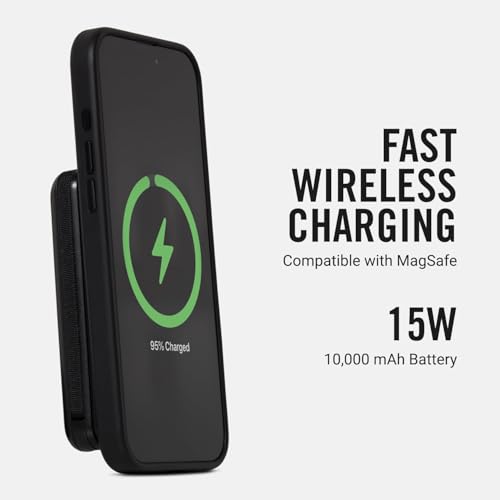 Ridge 20W Magnetic Power Bank Battery Pack 10,000mAh - Fast Charging, Compatible with MagSafe - Portable Charger Flight-Safe Travel Powerbank - Built-in Cables & Magnetic Attachment (Matte Black) - color: Matte Black