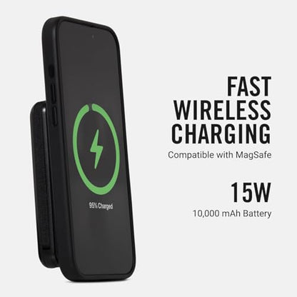 Ridge 20W Magnetic Power Bank Battery Pack 10,000mAh - Fast Charging, Compatible with MagSafe - Portable Charger Flight-Safe Travel Powerbank - Built-in Cables & Magnetic Attachment (Matte Black) - color: Matte Black
