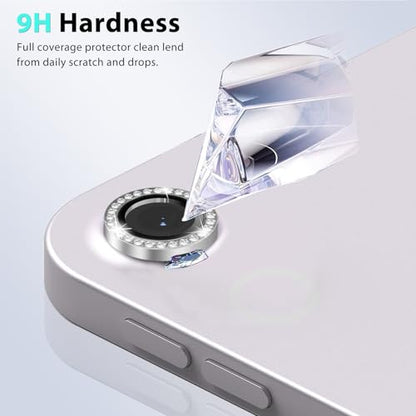 Zeking (2 Set) Bling Camera Lens Protector Compatible with iPad Air 11 (2026) 5G, Glitter Bling Sparkly 9H Tempered Glass Protector Metal Individual Ring (Bling-Silver) - color: BlingGold