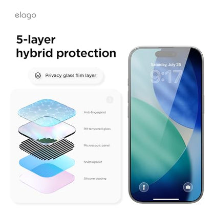 elago Privacy Glass+ Screen Protector for iPhone 17, iPhone 17 Pro - size: iPhone 17, iPhone 17 Pro (1 Pack)
