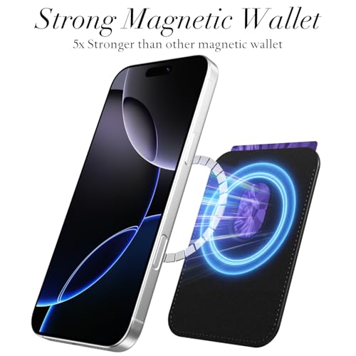 Svanove Tortoise Shell Magnetic Phone Wallet Compatible with Magsafe Wallet for Women, Girl ID Credit Card Holder Wallets for iPhone 17/16/15/14/13/12 Series, Cute Slim Leather Wallets Mag Safe Pocket - color: Turtle