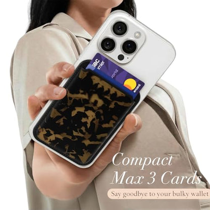 Svanove Tortoise Shell Magnetic Phone Wallet Compatible with Magsafe Wallet for Women, Girl ID Credit Card Holder Wallets for iPhone 17/16/15/14/13/12 Series, Cute Slim Leather Wallets Mag Safe Pocket - color: Turtle