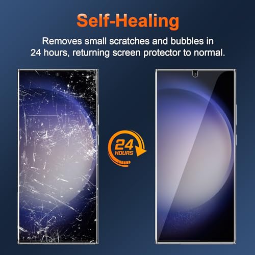 [3 Pack] for Samsung Galaxy S23 Ultra Screen Protector [Not Glass], Flexible TPU Film, Fingerprint Unlock, Easy Installation, Case Friendly, Bubble Free - size: Samsung Galaxy S23 Ultra