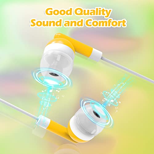 CN-Outlet Wholesale Earbuds Bulk Headphones Individually Bagged 50 Pack for iPhone, Android, MP3 Player for Schools, Libraries, Hospitals (Yellow) - color: Yellow