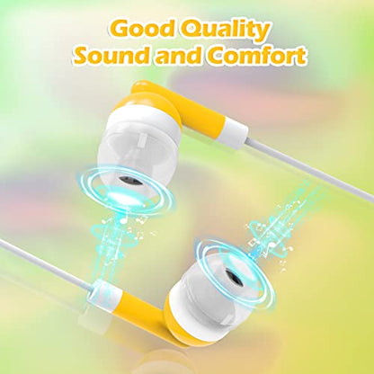 CN-Outlet Wholesale Earbuds Bulk Headphones Individually Bagged 50 Pack for iPhone, Android, MP3 Player for Schools, Libraries, Hospitals (Yellow) - color: Yellow