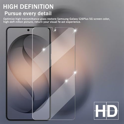Galaxy S26 Plus Screen Protector + Camera Lens Protector, [2 +2 Pack] [Ultrasonic Fingerprint Unlock] Full Coverage Tempered Glass Screen Protector For Samsung Galaxy S26 Plus / S26+ - size: Galaxy S26 Plus