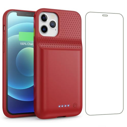 Battery Case for iPhone 12/12 Pro,[2025 Upgraded] 10800mAh Ultra-Slim Portable Extended Charger Case Cover for iPhone 12/12 Pro Charging Case (6.1 Inch)-Red - color: Red