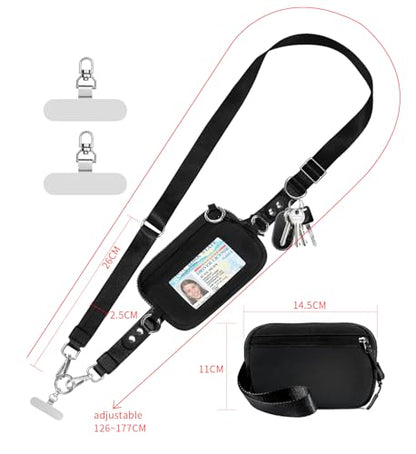 Crossbody Body Phone Holder for Women, New Phone Strap with Zippered Pouch, Adjustable Crossbody Strap - color: New Silver