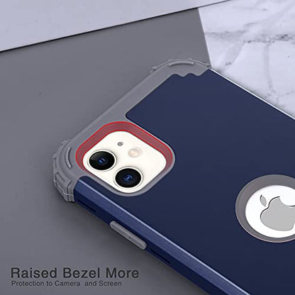IDweel for iPhone 11 Case with Screen Protector(Tempered Glass), Hybrid 3 in 1 Shockproof Slim Fit Heavy Duty Protection Hard PC Cover Soft Silicone Bumper Full Body Case for iPhone 11 6.1 Inch, Blue - color: Blue