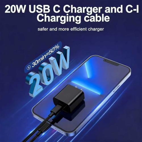 iPhone Charger Fast Charging, USB C Charger Block, 6FT/10FT Lightning Cable - color: black