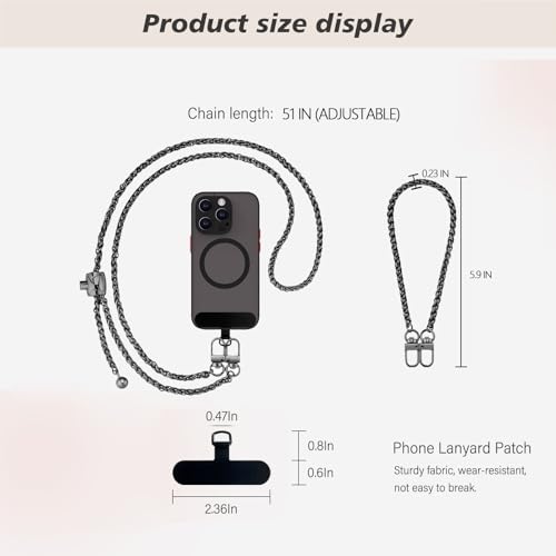 Phone Crossbody Chain, Universal Crossbody Phone Lanyards, AdjustableMultifuctional Compatible with Most SmartphonesRelated to Cross body women's bag chain, Anti theft（adjustable-Matte black） - color: Style J