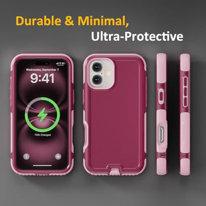 Follaroma Magnetic for iPhone 16 Case, Heavy Duty Cases, Purple Pink,6.1" | Compatible with MagSafe, Heavy Duty Shockproof,Military-Grade Anti-Drop Protective,Dual Layer Magnetic Protection Phone Cover - color: Purple Pink, size: iPhone 16 6.1''