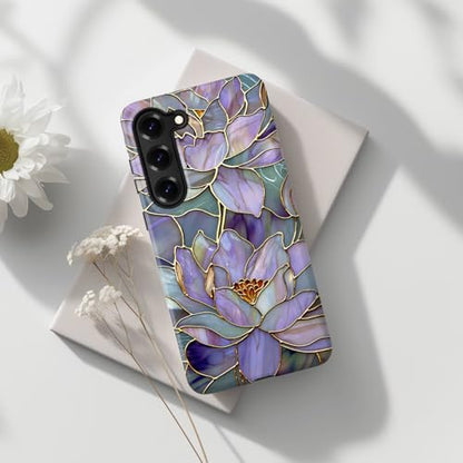 Esdot for Samsung Galaxy S23 Case - Wireless Charging Compatible – Dual-Layer Soft Silicone + Hard Shell - Wildflower Design - Protective Phone Cover for Women Girls - Abstract Lotus