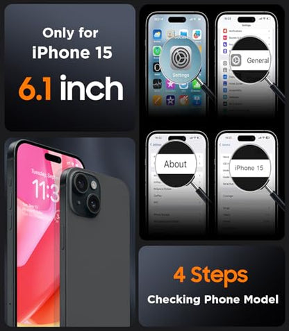 SPIDERCASE Magnetic for iPhone 15 Case, Black - color: Black, size: Iphone 15 6.1''
