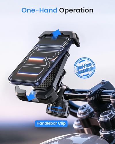LOXP Anti-Shake Motorcycle Phone Mount with 2026 Dual Vibration Dampener - color: Black