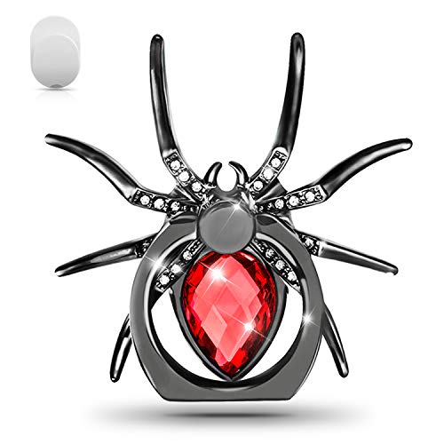 Allengel Phone Ring Holder Stand, 360 Degree Rotation Universal Spider Finger Kickstand with Polished Metal Phone Grip for Cell Phone, Red - color: Red