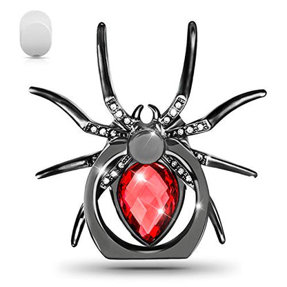 Allengel Phone Ring Holder Stand, 360 Degree Rotation Universal Spider Finger Kickstand with Polished Metal Phone Grip for Cell Phone, Red - color: Red