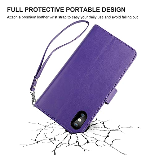 Bocasal Detachable Wallet Case Card Holder for iPhone Xs Max, Purple - color: Purple