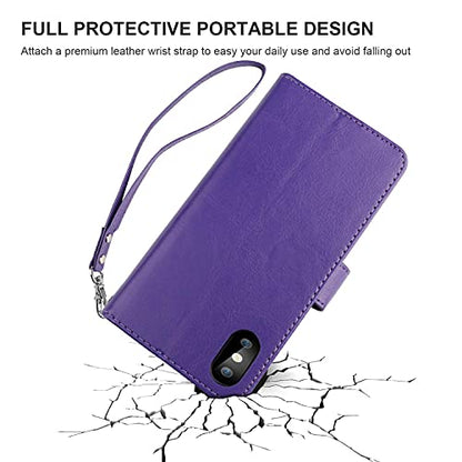 Bocasal Detachable Wallet Case Card Holder for iPhone Xs Max, Purple - color: Purple
