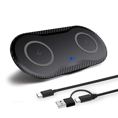 40W Wireless Charging Pad, Dual 20W Fast Wireless Charging Mat for Samsung Galaxy S25,S24,S23/Note 20/10/Buds,15W Wireless Charger Station for iPhone 17 16 15 14 13 8/SE/X/XS (Black) - color: Black