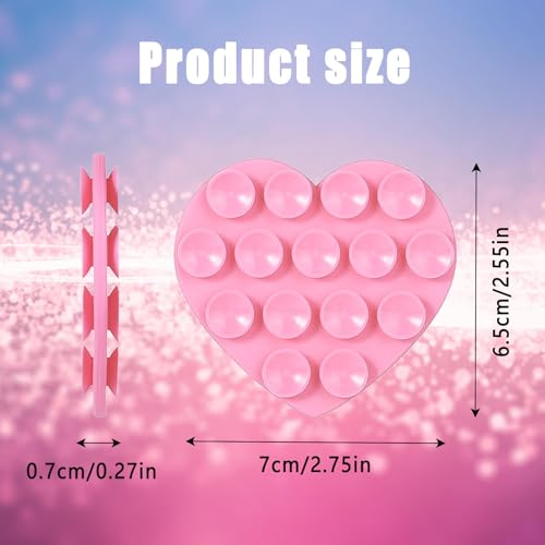 3PCS Vilbocr Silicone Suction Phone Case Mount,Double-Sided Heart Shaped Non Slip Suction Cup Phone Mount,Hands-Free Phone Accessories Holder for Selfies and Videos,Phone Stand Sticky for Cell Phone