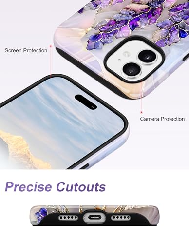 Magnetic Flower Phone Case for iPhone 17 Pro, Purple Lavender | Compatible with MagSafe, Cute Stained Glass Floral Aesthetic, TPU and PC Shockproof Protective Phone Cover for Women Girls - color: Stained Glass Purple Lavender