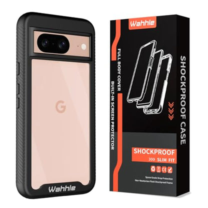 Compatible with Google Pixel 8 Case, Built in Screen Protector Full Body Shockproof Slim Fit Bumper Protective Phone Cover Men Women-Black/Clear - size: Google Pixel 8
