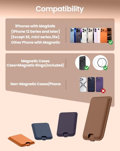 FlyReal for MagSafe Wallet, with Anti-Loss Lanyard, Brown - color: Brown