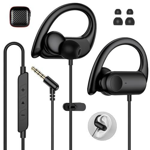 Wired 3.5mm Jack Earbuds with Mic Over Ear Headphones for iPod Laptop Black
