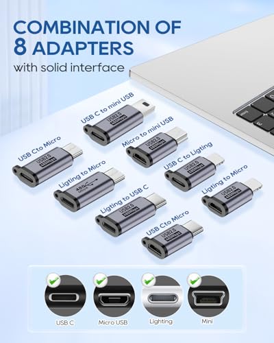 UCEC 8PCS USB Adapter Kit, USB Adapters for Multiple Devices USB C Lighting - style: 8Pack USB Adapter Kit