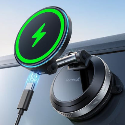 Lamicall 15W for MagSafe Car Mount Charger, 360° Wireless Car Phone Holder - size: New Upgraded - 63mm