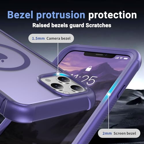 Magnetic for iPhone 11 Pro Max Case Heavy Duty Protection Dark Purple | Compatible with MagSafe,Military Grade Drop Protection,Translucent Matte,Non-Slip,Shockproof 2-Layer Durable Bumper Case - color: Dark Purple, size: iPhone 11 Pro Max