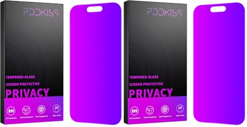 PDDKISS Compatible for iPhone 16 Pro Privacy Screen Protector Tempered Glass 6.3 Inch, Purple Gradient Anti Spy Anti Blue Light HD Easy Installation (Pack of 2) - size: for iPhone 16 Pro - 6.3 inch (Pack of 2)