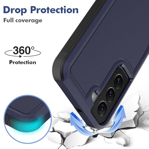 for Samsung Galaxy S22 Case: Dual Layer Protective Heavy Duty Cell Phone Cover Shockproof Rugged with Screen Protector - Military Protection Bumper Tough - Samsung Galaxy S22 5G 2022, 6.1 inch, Blue - color: Navy Blue (PC) + Black (TPU)