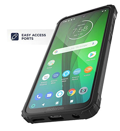 ENCASED Heavy Duty Moto G7 Case (2019 Scorpio Series) Military Grade Rugged Phone Protection Cover (Motorola G7) Gunmetal Grey