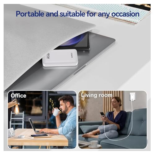 65W Flat USB C Wall Charger,2 Port Ultra-Slim USB C GaN Charger with Foldable Plug for MacBook, iPhone 16/15/14/13/12/11/Pro Max/XS/XR,Galaxy S24/S23/Note20,Includes 2.28ft Fast Charging Cable,White - color: White-Cable