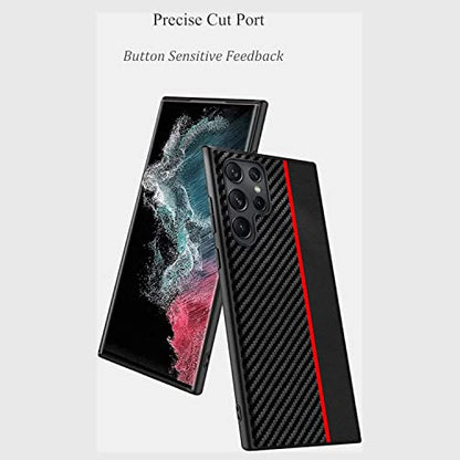for Samsung Galaxy S23 Ultra Case: Red | Slim Thin, Carbon Fiber Classic Pattern Design, Soft Hybrid TPU Bumper, Shockproof Protective Cell Phone Cover - color: Red
