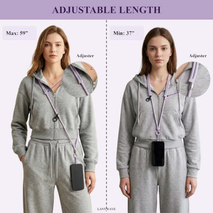 4-in-1 Phone Lanyard, Crossbody, Neck, Wrist & Finger Strap - color: Purple