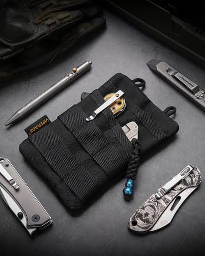 VIPERADE VE3 Tool Pouch Pocket Organizer, Nylon Tool Belt Loop Pouch with 4 Pockets Tool Storage EDC Pouch for Flashlight/Pocket Knife, Tactical Pen, Notebook (Tan) - color: Tan