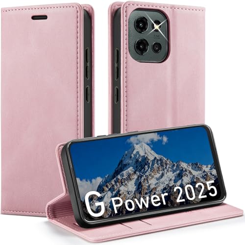 Moto G Power 2025/G Power 2026 Wallet Case with [RFID Blocking],Pink | Card Holder, Kickstand, Magnetic, Soft Leather Flip Case Wallet for Moto G Power 2025/G Power 2026 - color: Pink, size: Moto G Power 2025/2026 6.8"