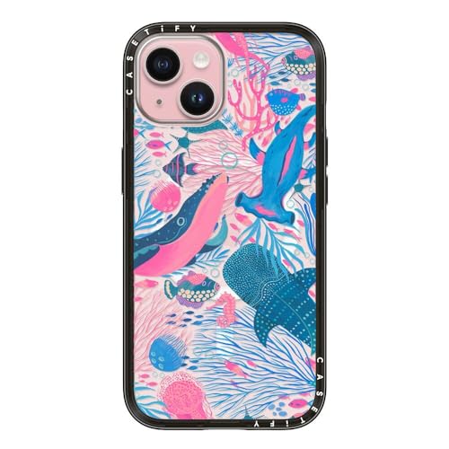 CASETiFY for iPhone 15 Case - Compact Compatible with MagSafe | Slim and Sleek | 4ft. 2x Military Grade Drop Protection | Under the Sea by Grace Andersson | Black - color: 05. Under the Sea, size: Iphone 15 (Magsafe)