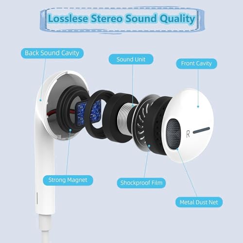 [Apple MFi Certified] Wired Headphones for iPhone Earbuds with Lightning,2 Pack Built-in Mic & Volume Control HiFi Stereo Nosie Reduction in-Ear Earphones Compatible with iPhone 14/13/12/11/XR/XS/X