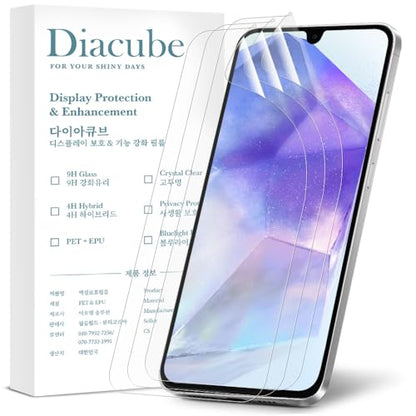 3-Pack for Samsung Galaxy A55 Flexible TPU-EPU Screen Protector [Not Glass] [0.1S Fingerprint Unlock] [Real-Time Self-Healing] HD Clear, Unbreakable, Bubble Free Easy Installation with Alignment Jig - size: Galaxy A55