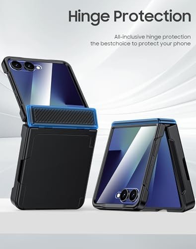 GooseBox for Samsung Galaxy Z Flip 7 Case Wallet RFID Card Holder&Hinge Protection&HD Screen Protector, Full Body Shockproof Cover for Galaxy Z Flip 7(Black) - color: Flip7-Black