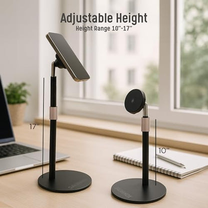 Galvanox Magnetic Wireless Charging Stand for Samsung Phones - Fully Adjustable Height and Angle Desktop Charger with Super-Fast 25W Wall Adapter and USB-C Cable (Black)